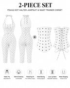 Hourglass Figure Body Shaper Waist Cincher Polka Dot Capri Jumpsuit Two-Piece Set