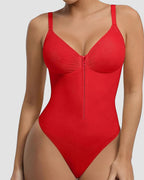 Shapshe® Front Zipper Tummy Control Thong Shapewear Bodysuit