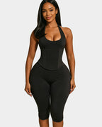 Hourglass Figure The Corset Body Shaper Waist Cincher Capri Jumpsuit Two-Piece Set