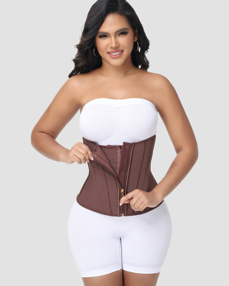 Zip & Breasted Waist Trainer Tummy Control Corset