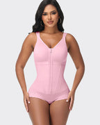 Double-Layer PowerMesh Hourglass Tummy Sculpt Zipper Bodysuit With Bra