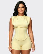 Detachable Corset Hourglass Waist Cincher Playsuit Two-Piece Set