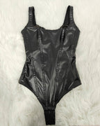 Shapshe® Leather Lace Balconette Thong Bodysuit Shapewear