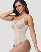 Shapshe® Lace Cup Tummy Control Thong Shapewear Bodysuit