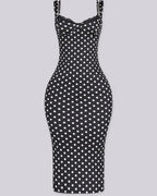 Women's Sexy Slim-Fit Stretchy Classic Polka Dot Hourglass Maxi Dress