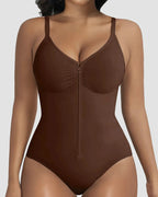 Shapshe® Front Zipper Tummy Control Thong Shapewear Bodysuit