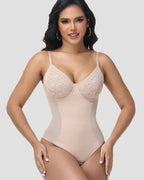 Shapshe® Lace Cup Tummy Control Thong Shapewear Bodysuit