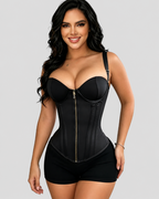 Front Zipper Corset Waist Trainer with Adjustable Straps