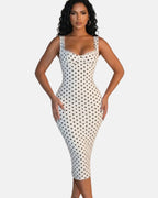 Women's Sexy Slim-Fit Stretchy Classic Polka Dot Hourglass Maxi Dress