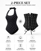 Hourglass Corset Body Shaper Waist Cincher Swimsuit Two-Piece Set