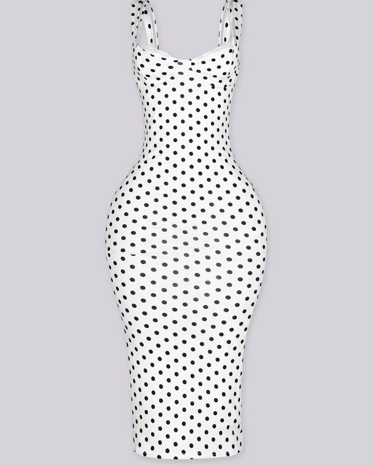 Women's Sexy Slim-Fit Stretchy Classic Polka Dot Hourglass Maxi Dress