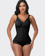 Double-Layer PowerMesh Hourglass Tummy Sculpt Zipper Bodysuit With Bra