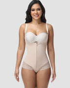 Shapshe® Lace Trim Double Compression Shapewear Bodysuit