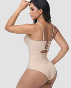 Shapshe® Lace Bust Back Lace-Up Tummy Control Bodysuit Shaper