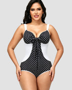 Shapshe® V Neck Shaping Swimsuit with Zipper and Bow