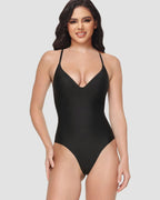 Shapshe® Push Up Pad Deep V Neck Thong Bodysuit Shapewear