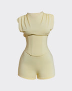 Detachable Corset Hourglass Waist Cincher Playsuit Two-Piece Set