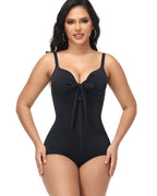 Shapshe® V Neck Shaping Swimsuit with Zipper and Bow